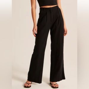 Abercrombie Linen-Blend Tailored Wide Leg Pant